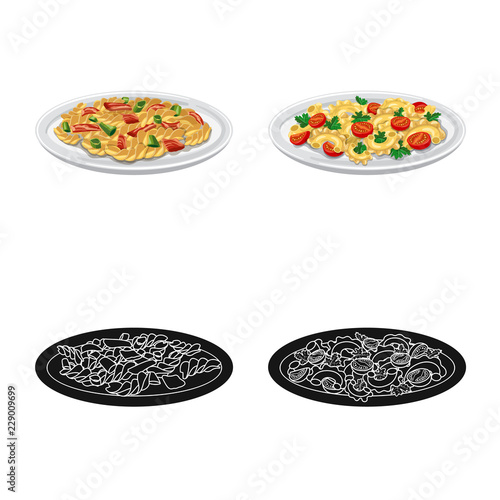 Isolated object of pasta and carbohydrate icon. Collection of pasta and macaroni stock vector illustration.