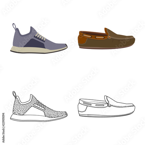 Isolated object of shoe and footwear logo. Collection of shoe and foot vector icon for stock.