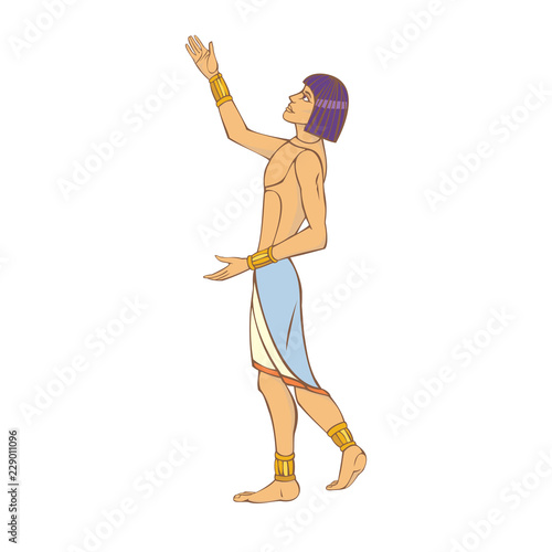 An ancient Egyptian welcomes the sun and prays to it.