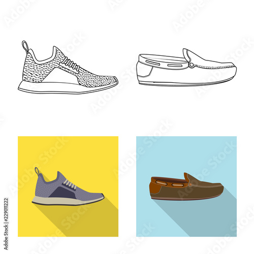 Vector design of shoe and footwear icon. Collection of shoe and foot stock symbol for web.