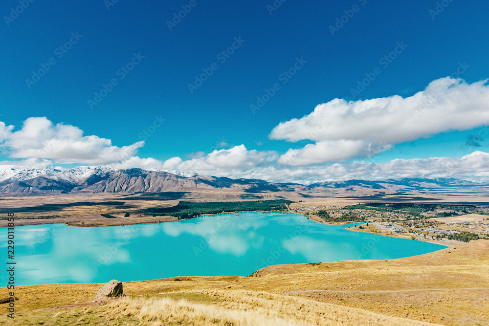 View of Lake Tekapo from Mount John, NZ