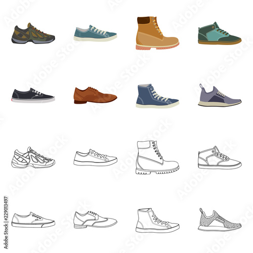 Isolated object of shoe and footwear logo. Collection of shoe and foot stock vector illustration.