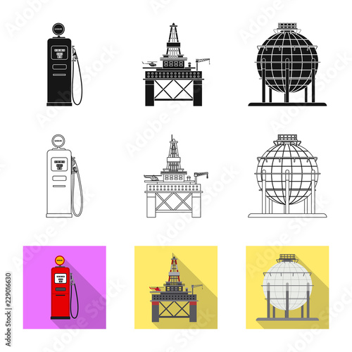 Vector illustration of oil and gas sign. Collection of oil and petrol stock symbol for web.