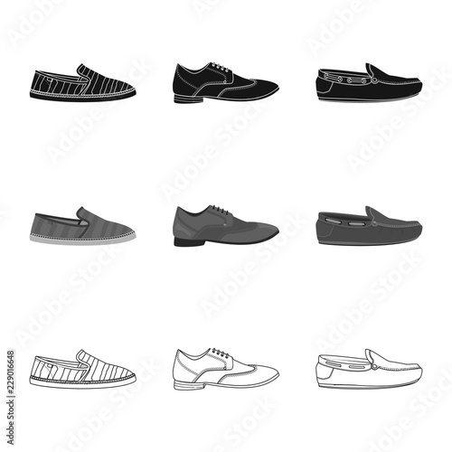 Vector illustration of shoe and footwear logo. Collection of shoe and foot stock vector illustration.