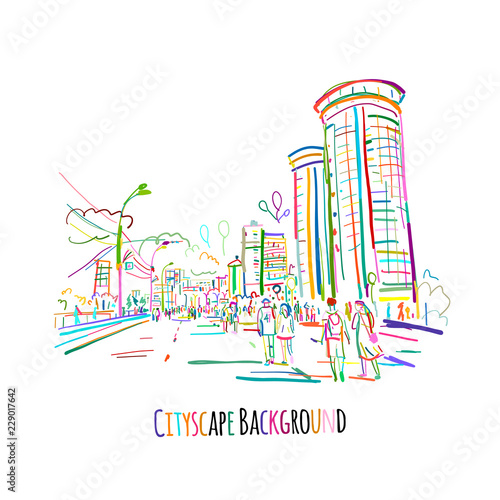 Sketch of city street for your design
