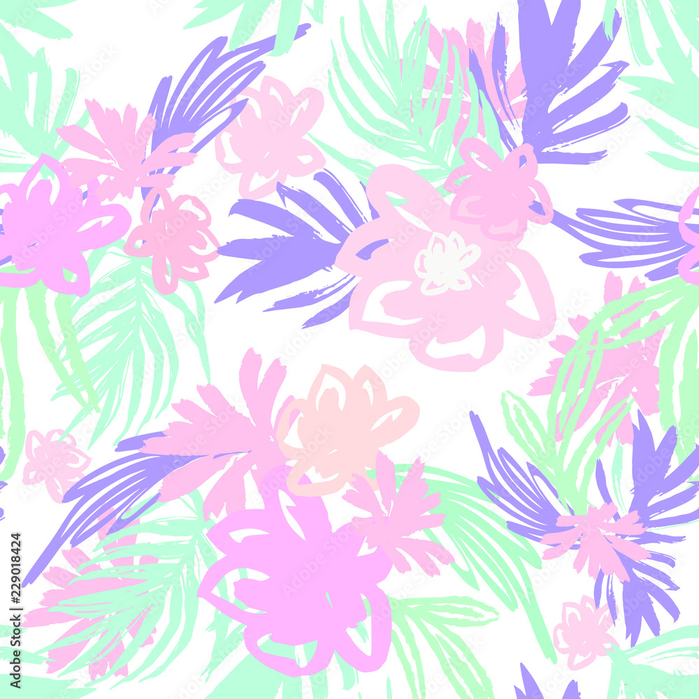 Beautiful Exotic Flowers and Leaves Pattern Vector Illustration for Surface , Invitation , Notebook, Banner , Wrap Paper ,Textiles, Cover, Magazine ,Postcard Background ,Textile , Wallpaper, Fashion Beautiful Exotic Flowers and Leaves Pattern Vector Illustration for Surface , Invitation , Notebook, Banner , Wrap Paper ,Textiles, Cover, Magazine ,Postcard Background ,Textile , Wallpaper, Fashion