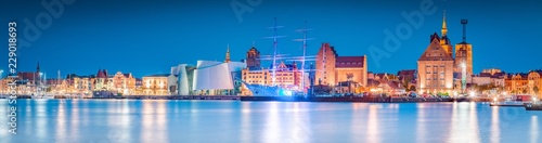 Historic town of Stralsund at twilight, Mecklenburg-Vorpommern, Germany