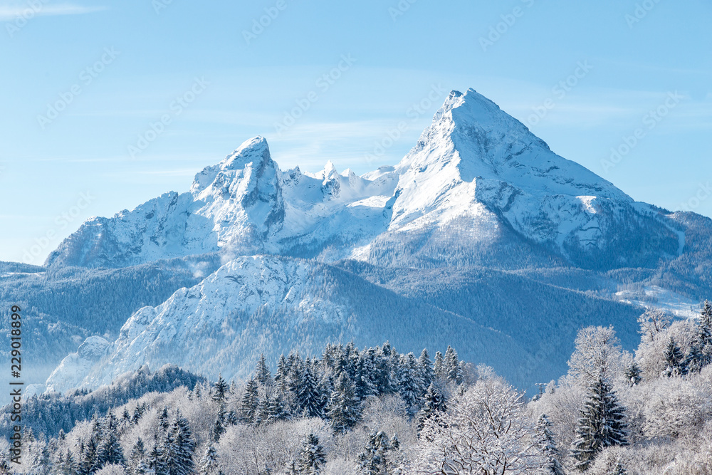 Watzmann mountain in winter, Bavaria, Germany