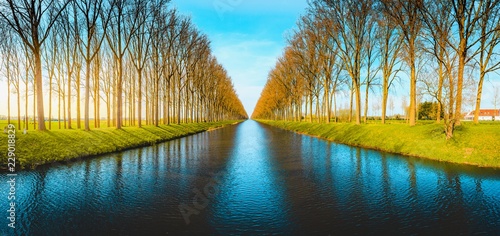 Panorama view of famous Damme Canal, Flanders, Belgium photo