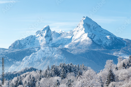 Obraz na płótnie Watzmann mountain in winter, Bavaria, Germany w salonie