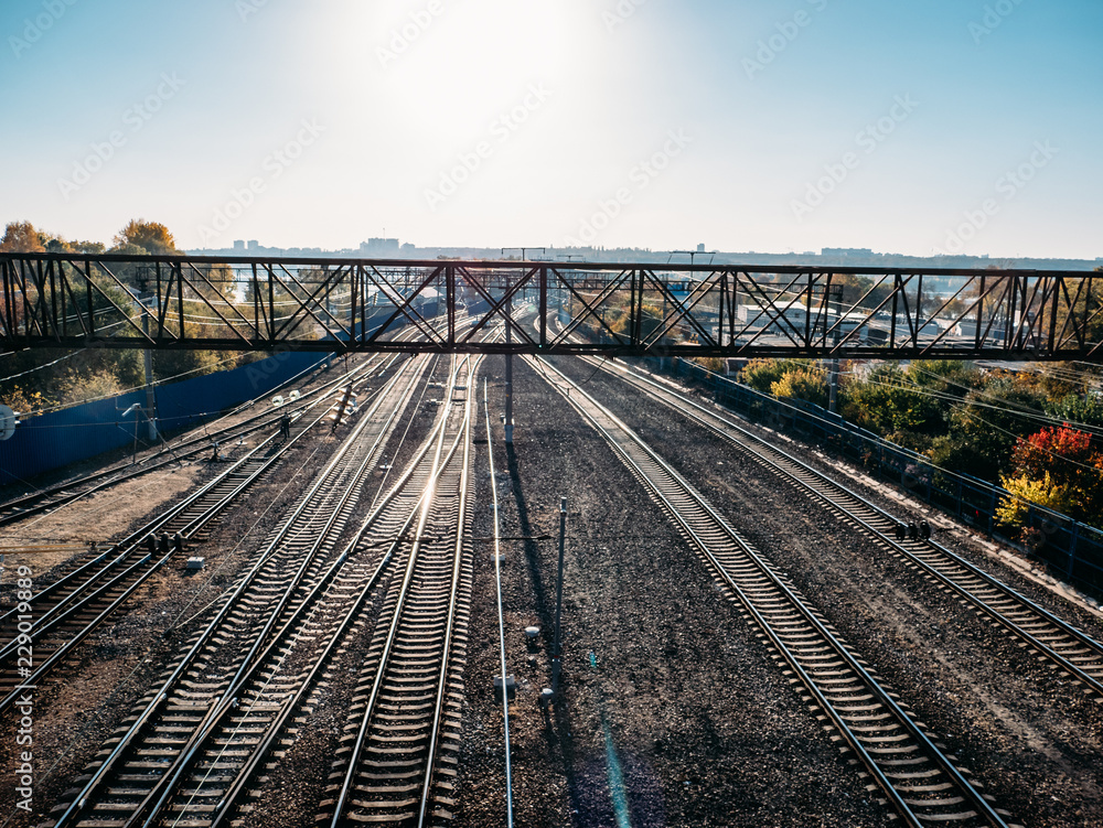 Fototapeta premium Railways or railroads for trains, cargo and logistic transporting system