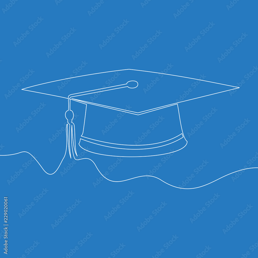 one line drawing graduation cap vector concept Stock Vector | Adobe Stock