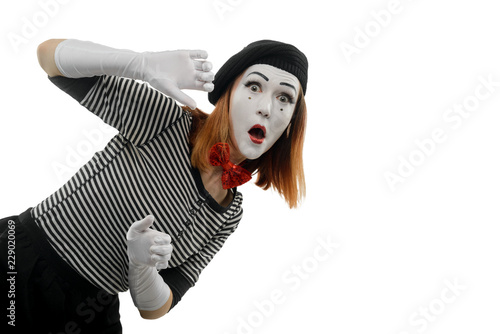 Portrait of female mime artist photo