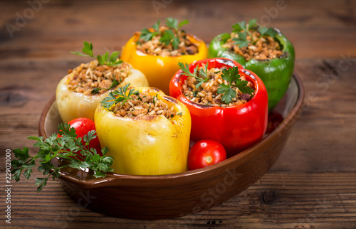 Stuffed peppers with meat and rice