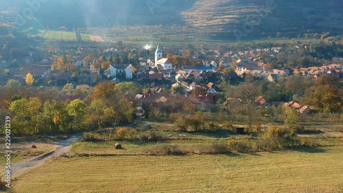 Aerial view above Rimetea Village, Transylvania - Romania photo