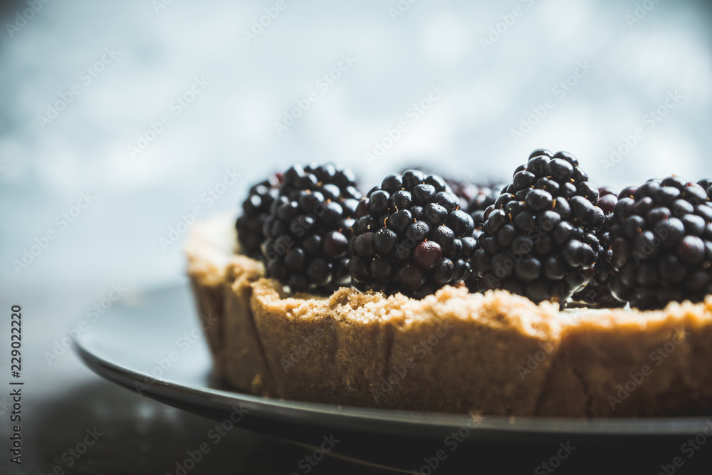 Fresh blackberry cheesecake on the rustic background. Selective focus. Shallow depth of field. Fresh blackberry cheesecake on the rustic background. Selective focus. Shallow depth of field.