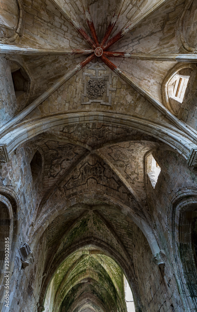 Rioseco, Spain - April 06, 2018: Dome in the church. Monastery of Santa Maria de Rioseco. Burgos. Spain.