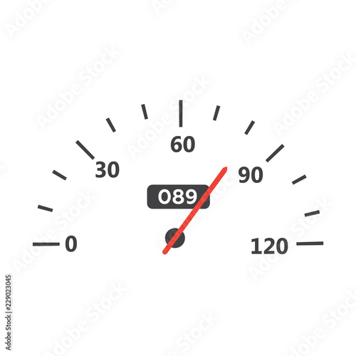 Car speedometer with speed level scale. Dashboard element panel speed