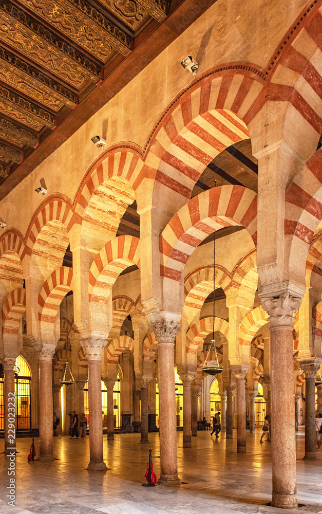Decorated interior of the Great Mosque, Mezquita in Andalusia