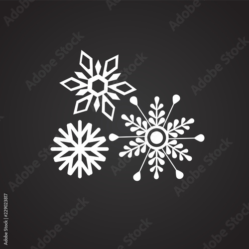 Snowflake on black background icon