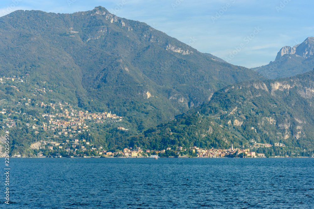 Varenna and Perledo villages on Como lake, Italy