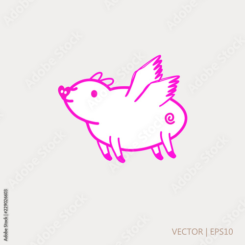 Flying pig vector illustration