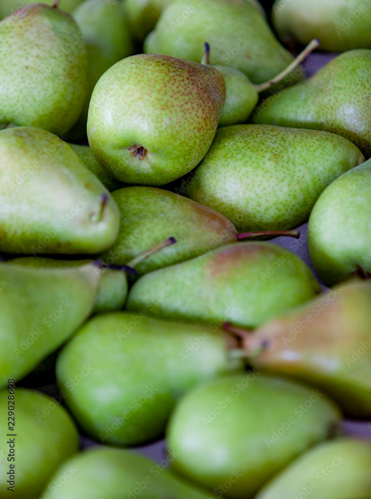 Group of pears on market