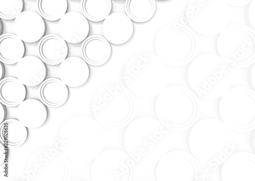 3d rendering. top view of modern white circle shape pattern on copy space background.