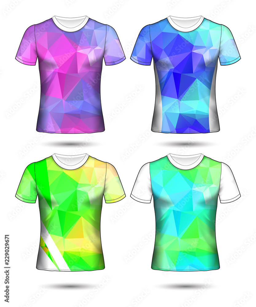 t-shirt templates abstract geometric collection of different colors polygonal mosaic t-shirt templates abstract geometric collection of different colors polygonal mosaic