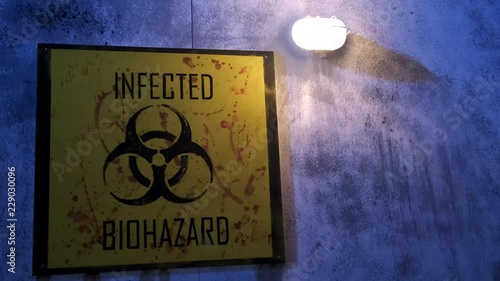 Biohazard sign at Halloween Fright Night in an amusement park