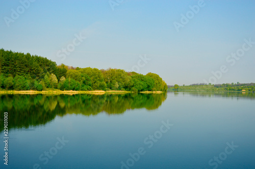 Beautiful skyline of river and forest