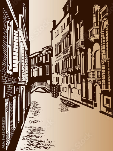 Venice Lane is an ancient city. Vector illustration.