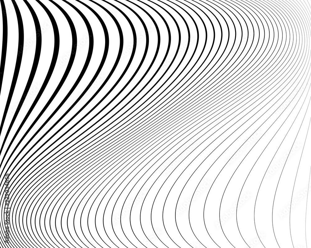 Abstract pattern. Texture with wavy, curves lines. Optical art background.