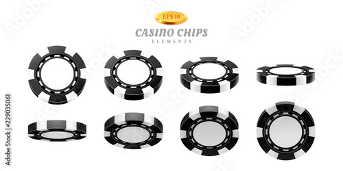 Animation sprites for realistic casino chips or frames for gambling empty tokens flip, cycles of movement for plastic blank chips. Can be used for gif animation at online casino. Gamble theme
