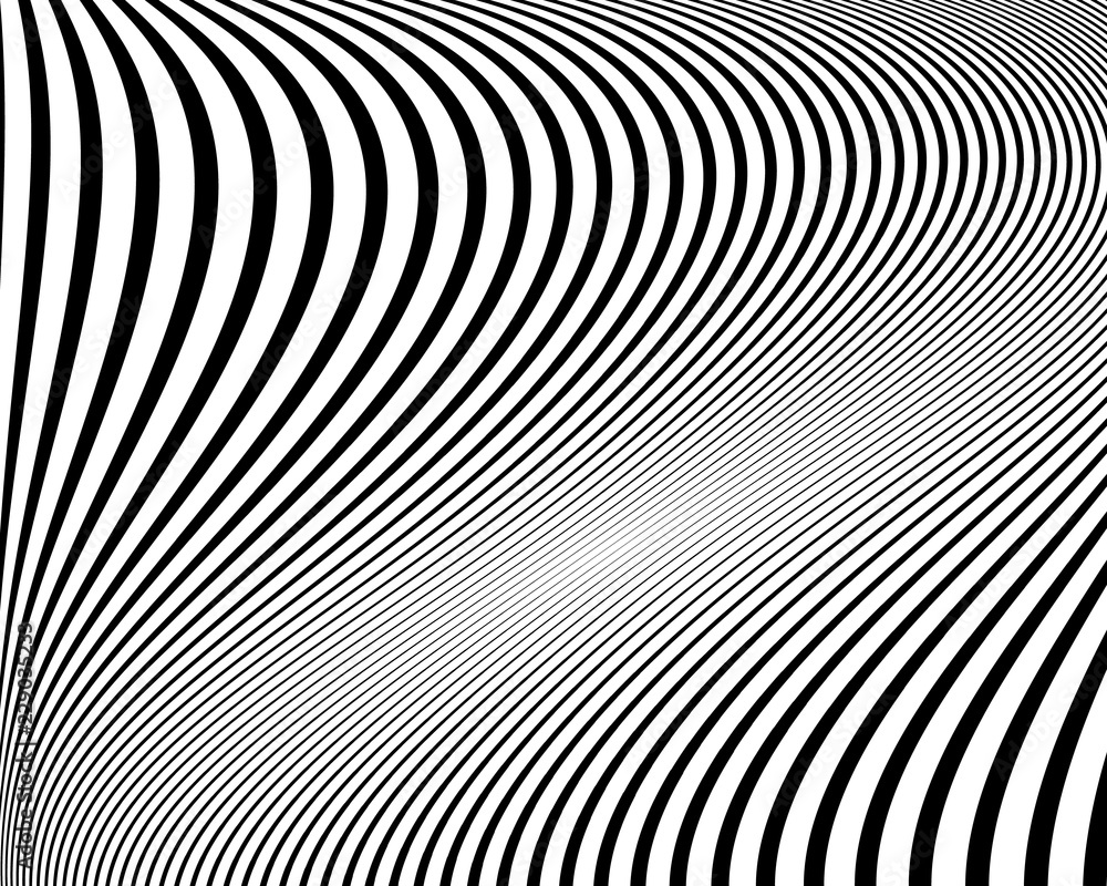 Abstract pattern. Texture with wavy, curves lines. Optical art background.