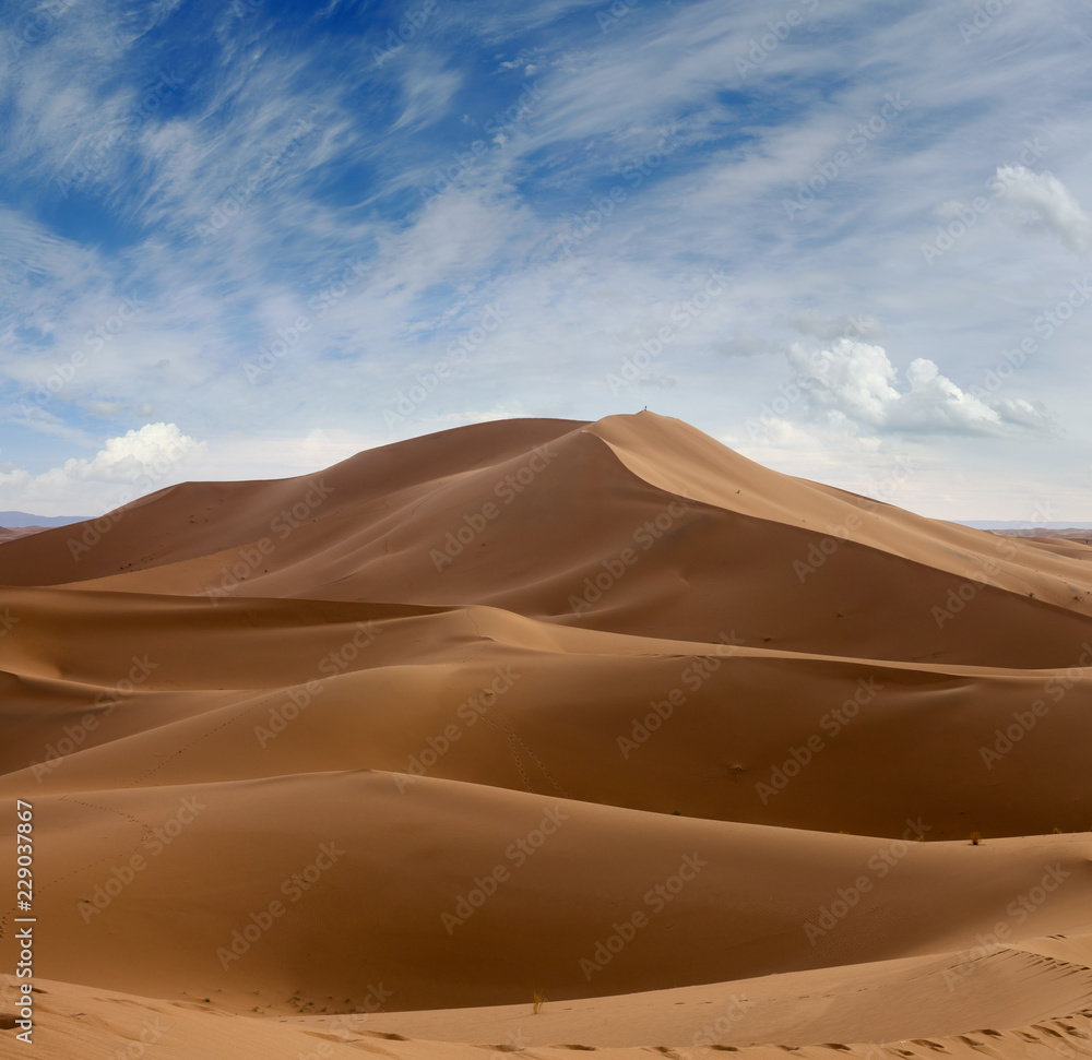 Big sand dunes in Sahara desert