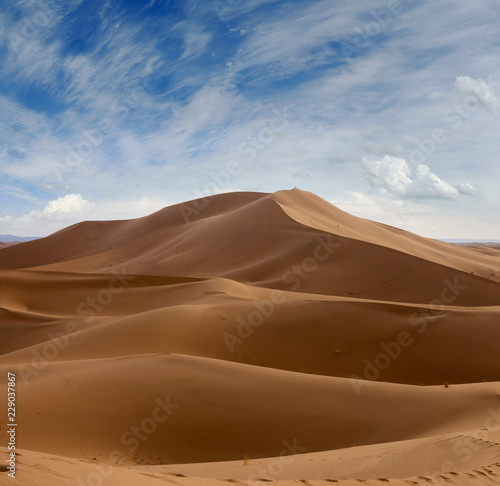 Big sand dunes in Sahara desert