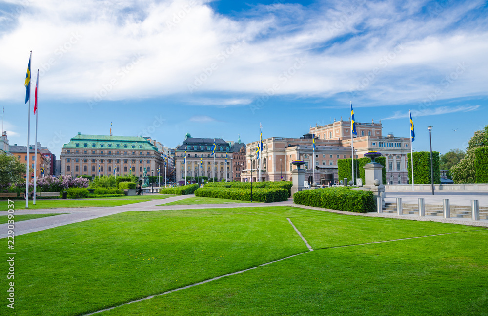 Fototapeta premium Riksplan on Sodermalm island, Royal Swedish Opera, Stockholm, Sweden