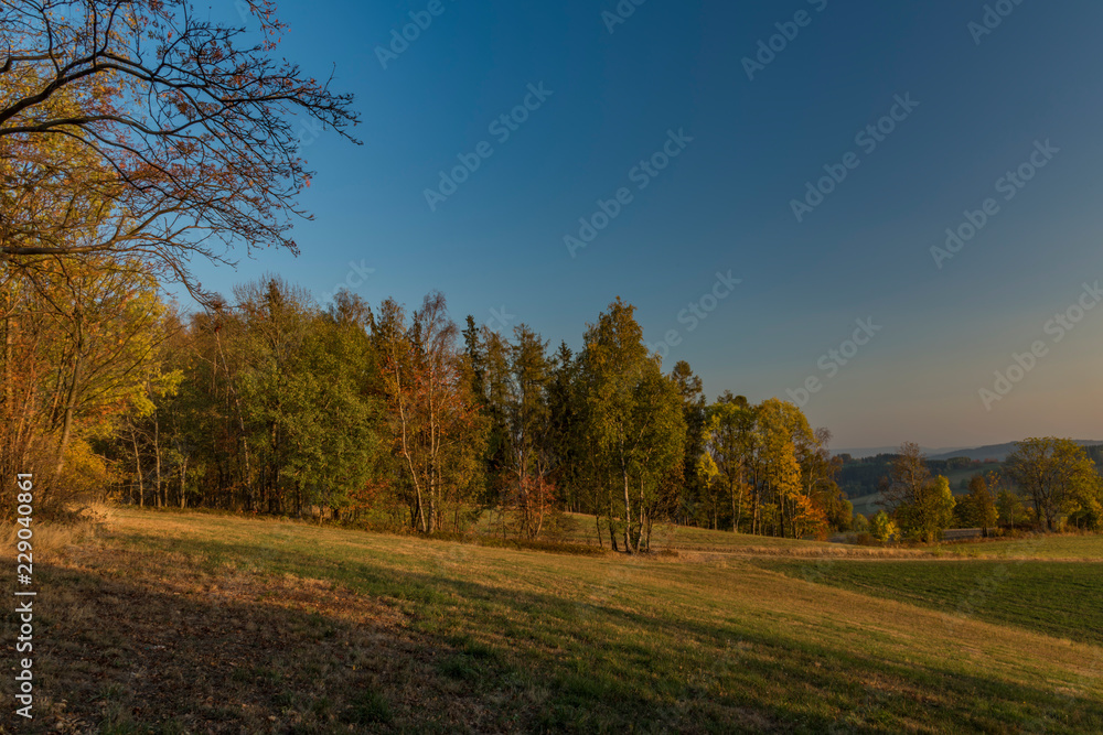 Autumn in Krkonose national park near Roprachtice village