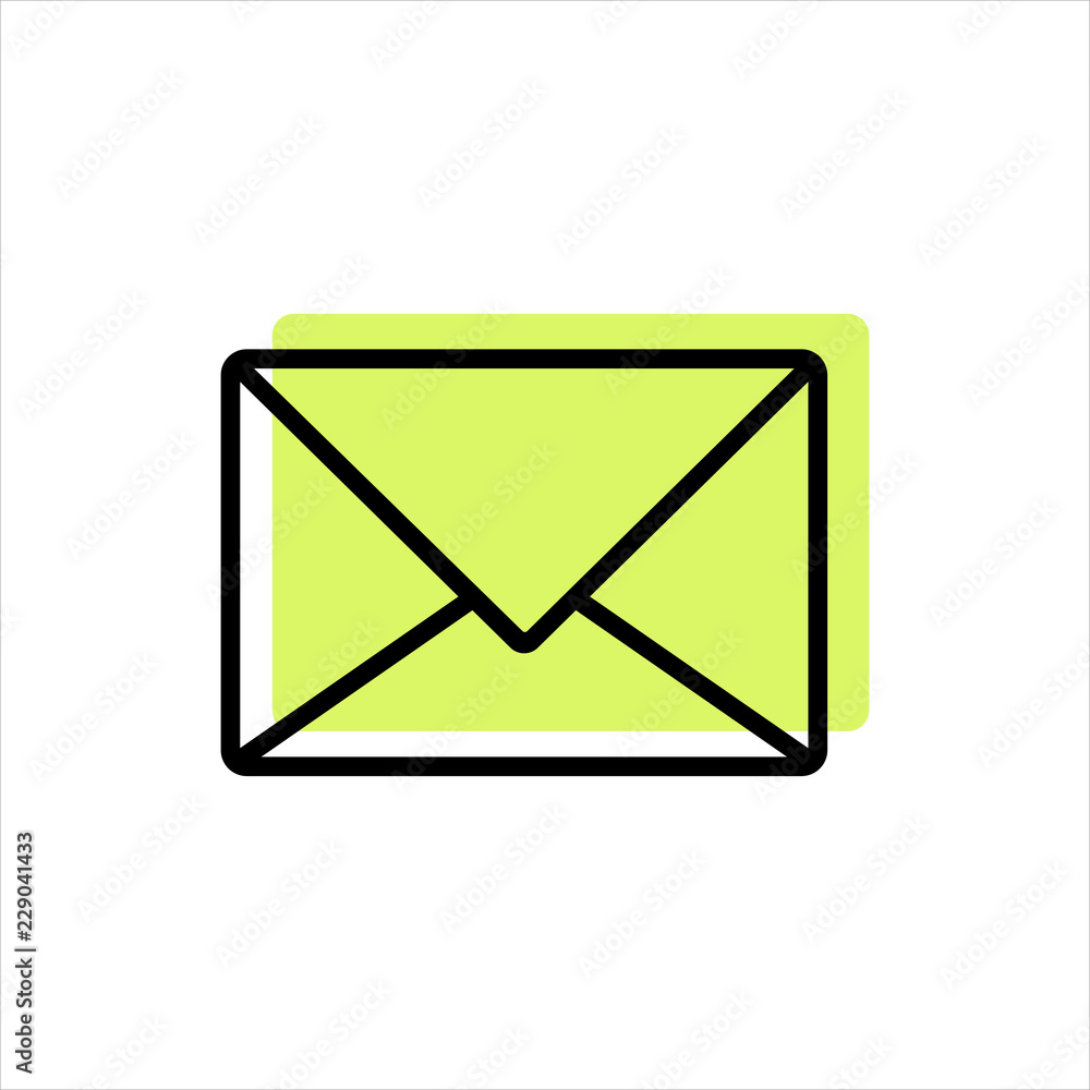 Line icon email with yellow element isolated on white background. Vector illustration. Line icon email with yellow element isolated on white background. Vector illustration.