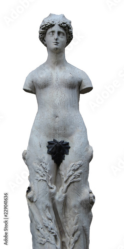 Isolated shoot for old marble renaissance female greek mythology sculpture in florence