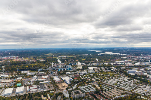 Berlin "Siemensstadt" with industrial area in front, with the river Havel and Wannsee in the background 