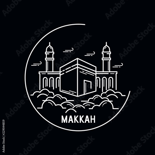 vector illustration monoline makkah