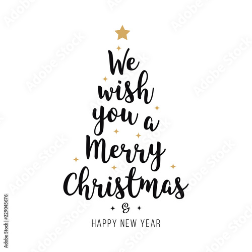 Merry christmas greeting calligraphy gold isolated background