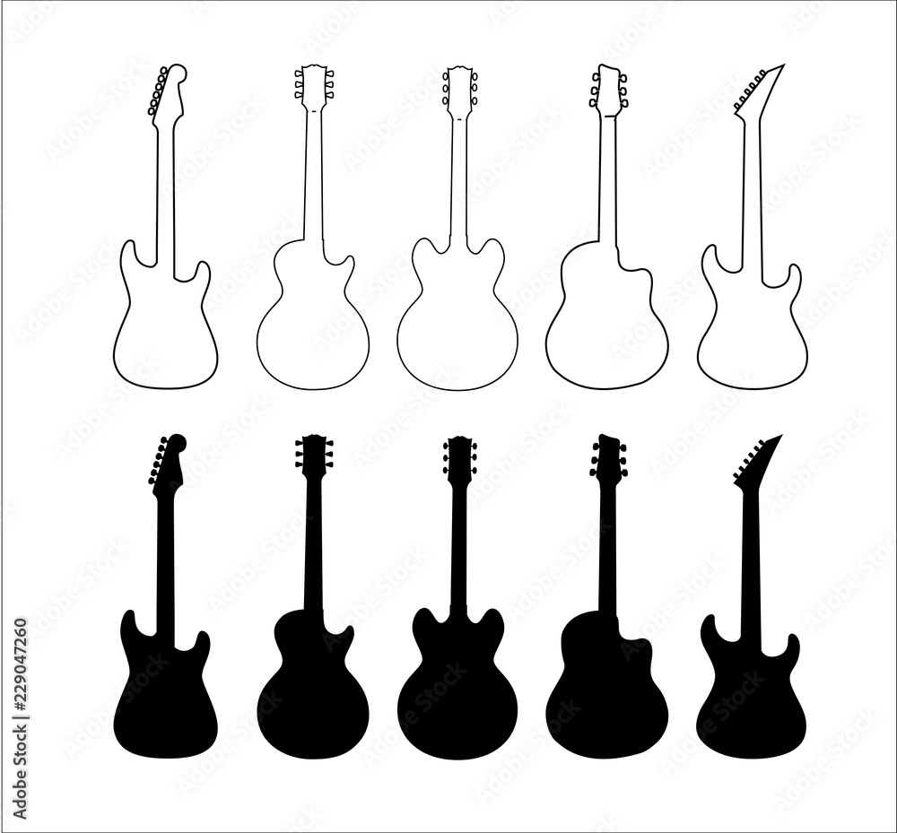 Naklejka premium Guitars, Music Instruments, Silhouette
