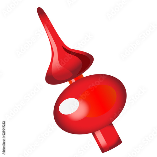 Obraz na płótnie Christmas toy in the form of a red glass Christmas tree peak isolated on white background. Vector illustration. w salonie