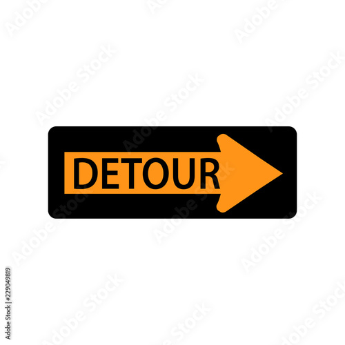 USA traffic road signs. detour to the right. vector illustration photo