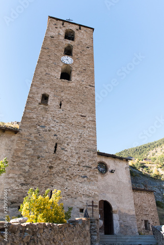 Church of Sant Serni in autumn in Canillo, Andorra. photo