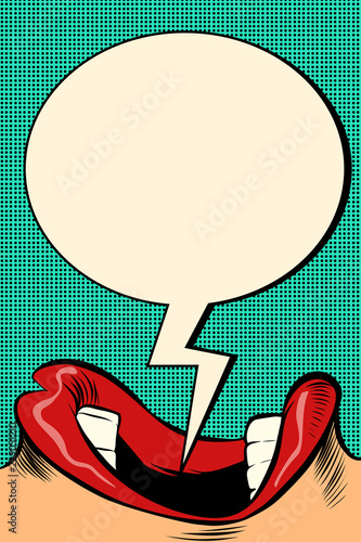 Pop art style. Female mouth
