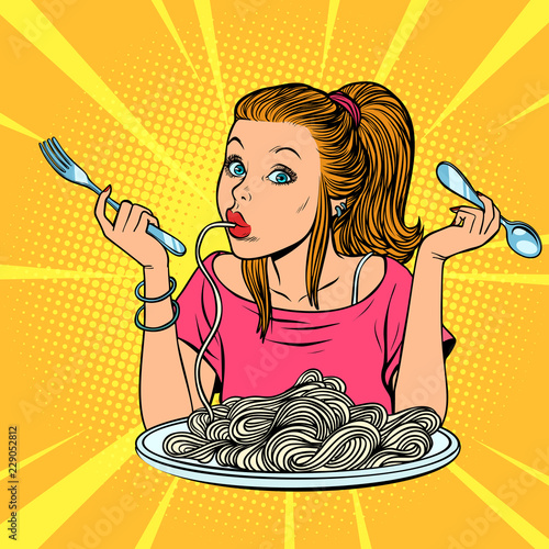 woman eating spaghetti